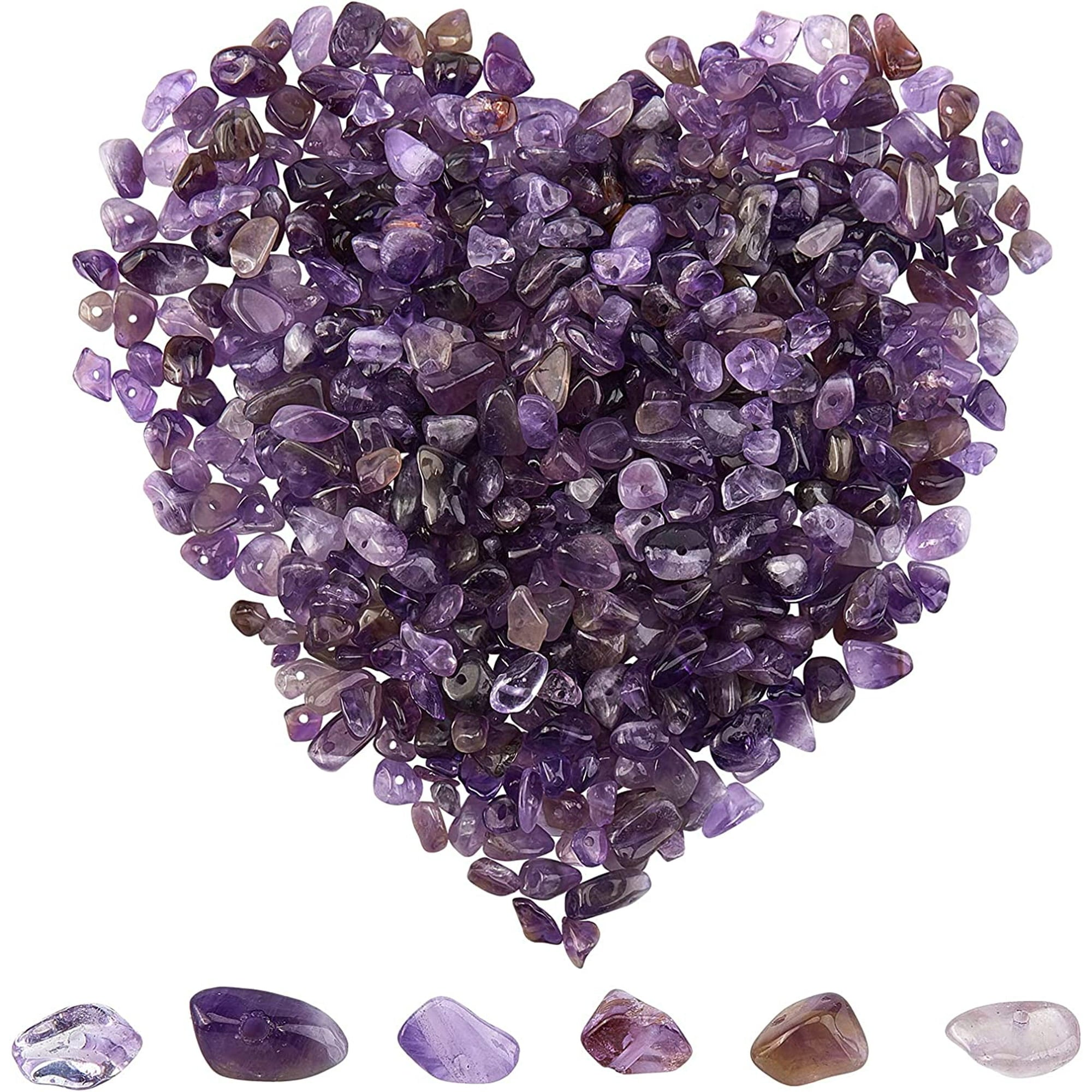 1 Box 400Pcs Amethyst Chips Beads 5-8mm Long Amethyst Chips with Holes Irregular Chips Stone Beads Gemstone Semi Precious for DIY Jewelry Making Bracelet Necklace colorful