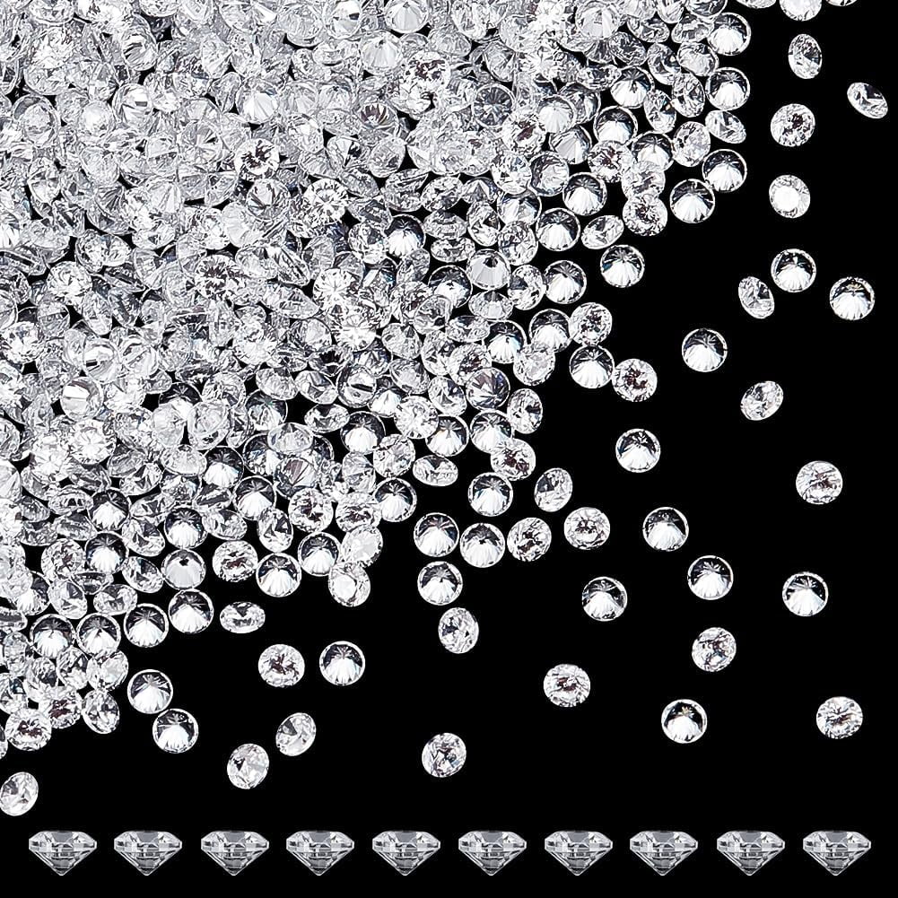 1500Pcs Tiny Cubic Zirconia Faceted Rhinestone Cabochons 2mm Grade A Clear Pointed Back Cabochons Diamond Small Loose Stone Gems for DIY handcrafting