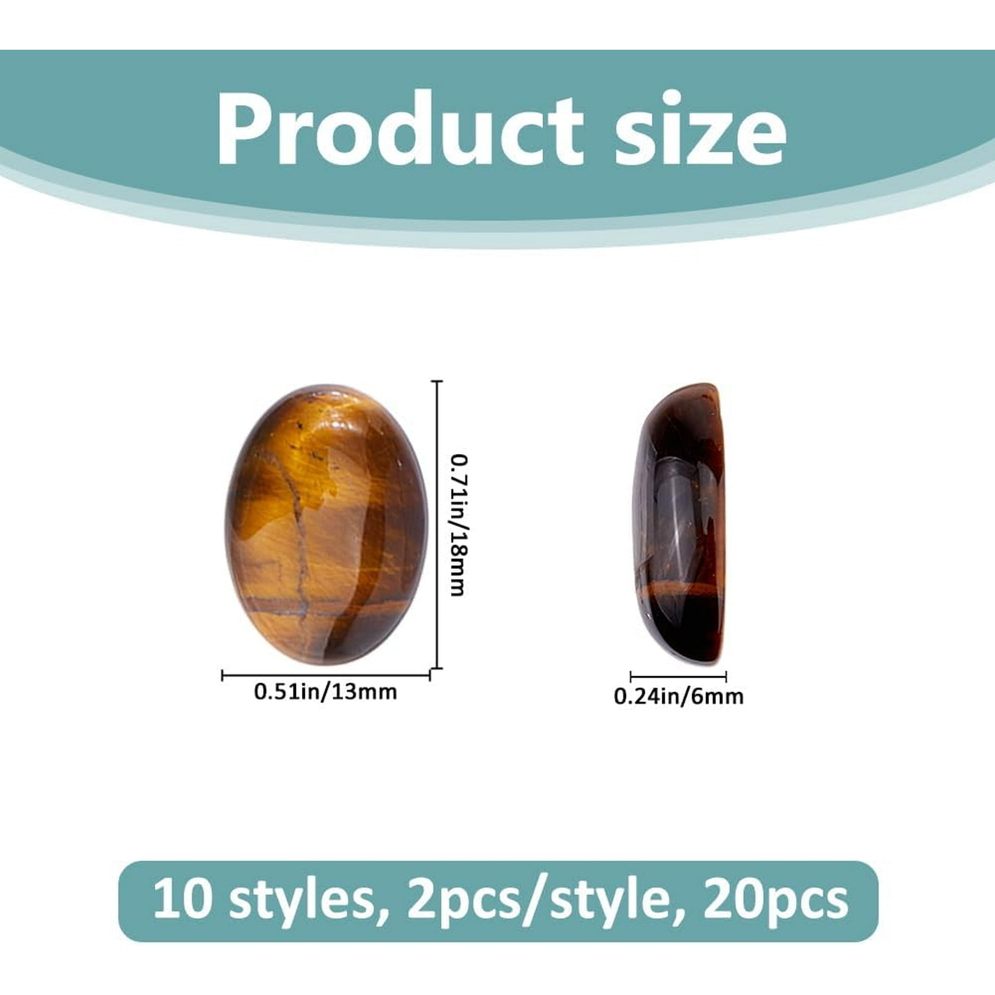 20Pcs 10 Styles Oval Mixed Gemstone Cabochons Semi-Precious Gemstones 18x13mm Natural Quartz Agate Cabochon Dyed Flatback Stone Cabochon Mixed Dyed and Undyed Colorful