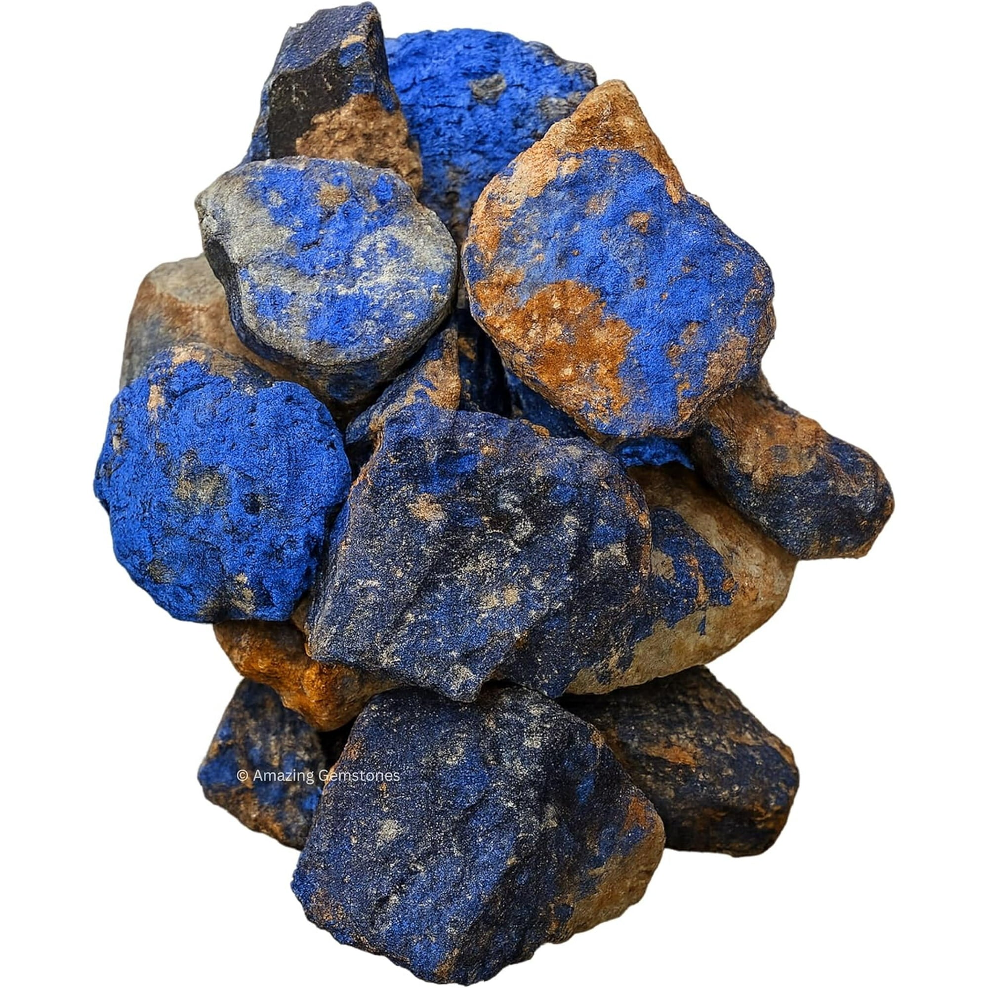 Azurite Crystals and Healing Stones Mineral Specimen - Premium Semi Precious Gem Stones for Spiritual Growth - Healing Geode Cluster for Meditation
