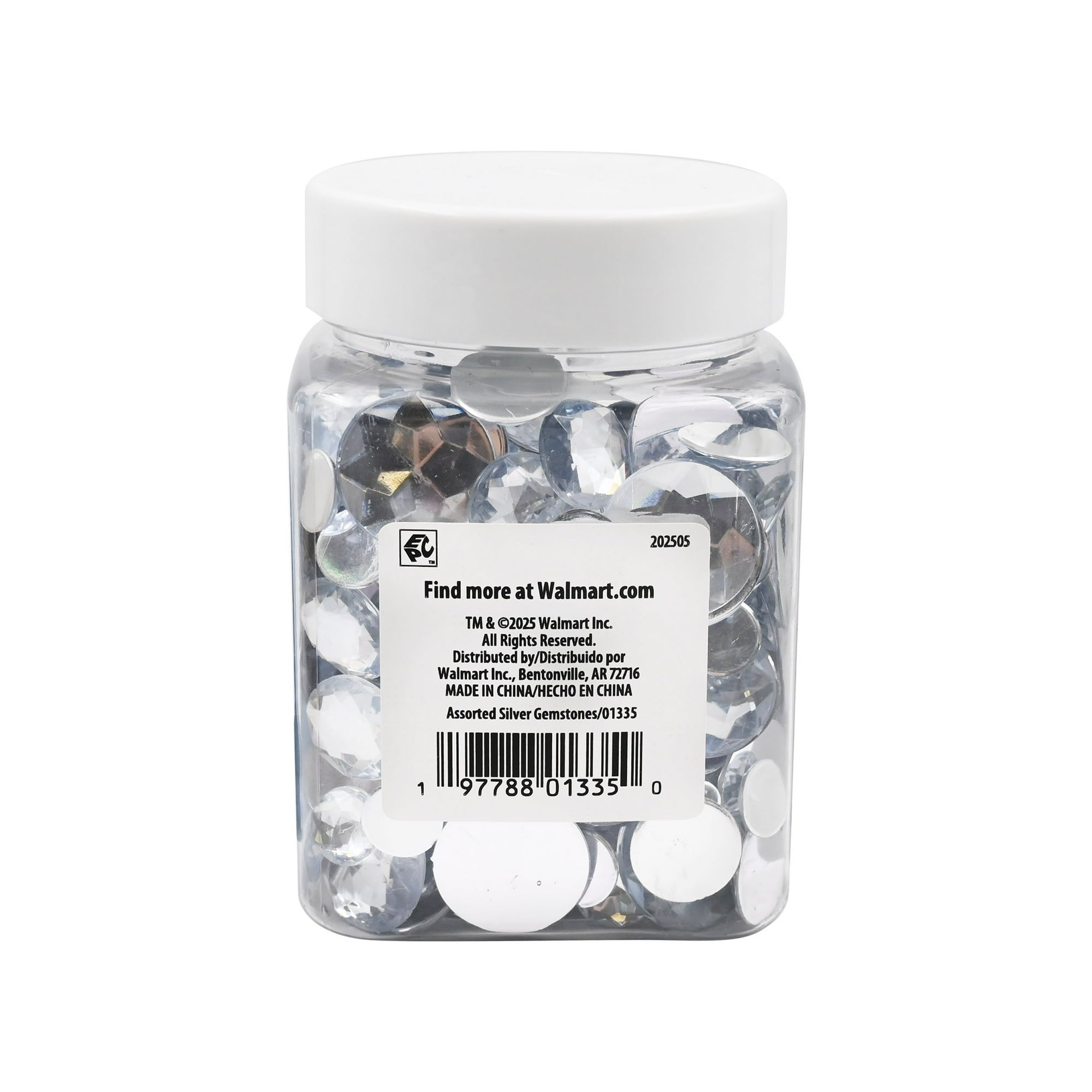 Hello Hobby Silver Assorted Gemstones, Clear Finish, Loose Set for Crafts and Décor