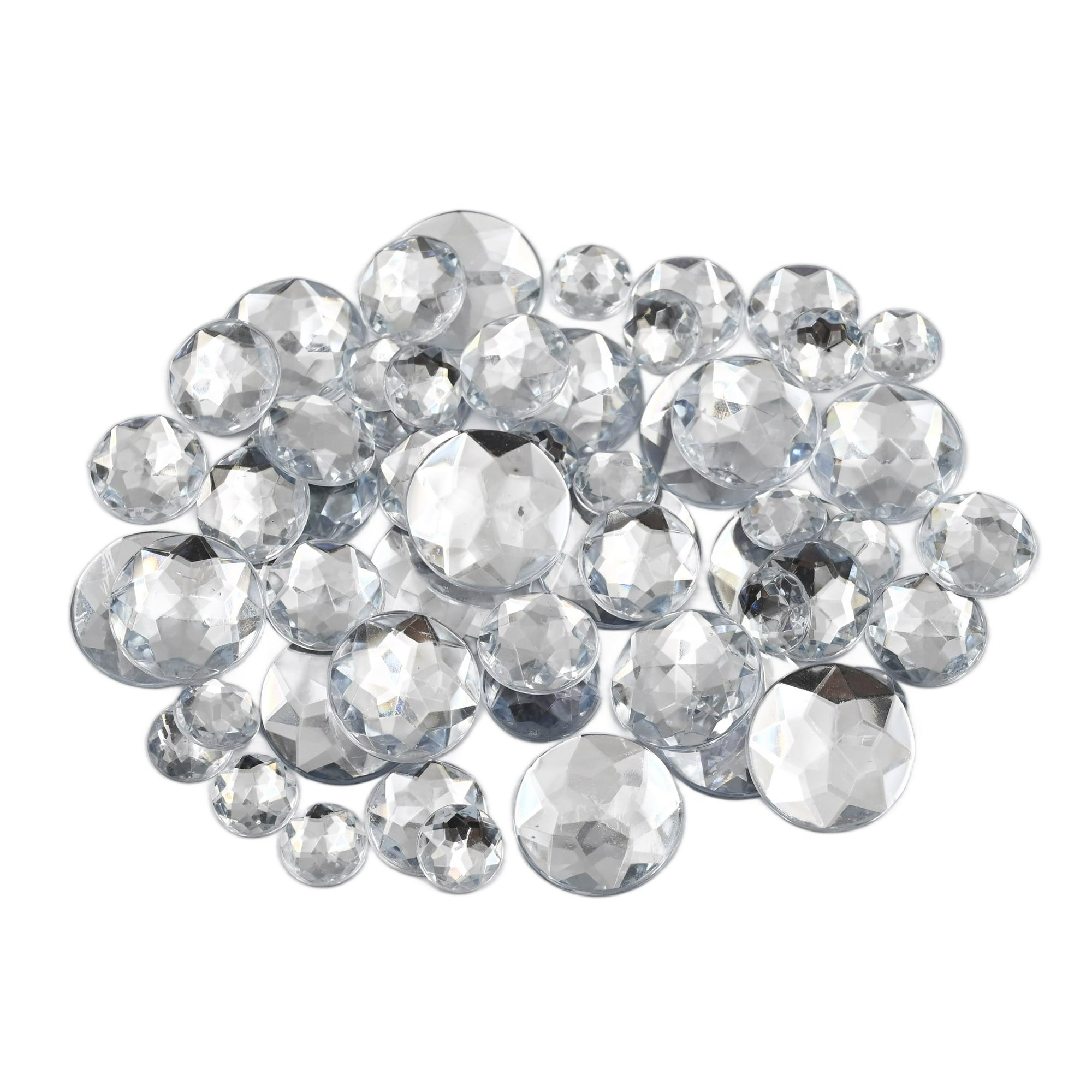 Hello Hobby Silver Assorted Gemstones, Clear Finish, Loose Set for Crafts and Décor