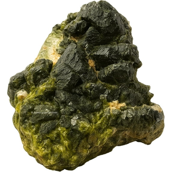 Epidote Crystals and Healing Stones Mineral Specimen - Premium Semi Precious Gem Stones for Spiritual Growth - Healing Geode Cluster for Meditation