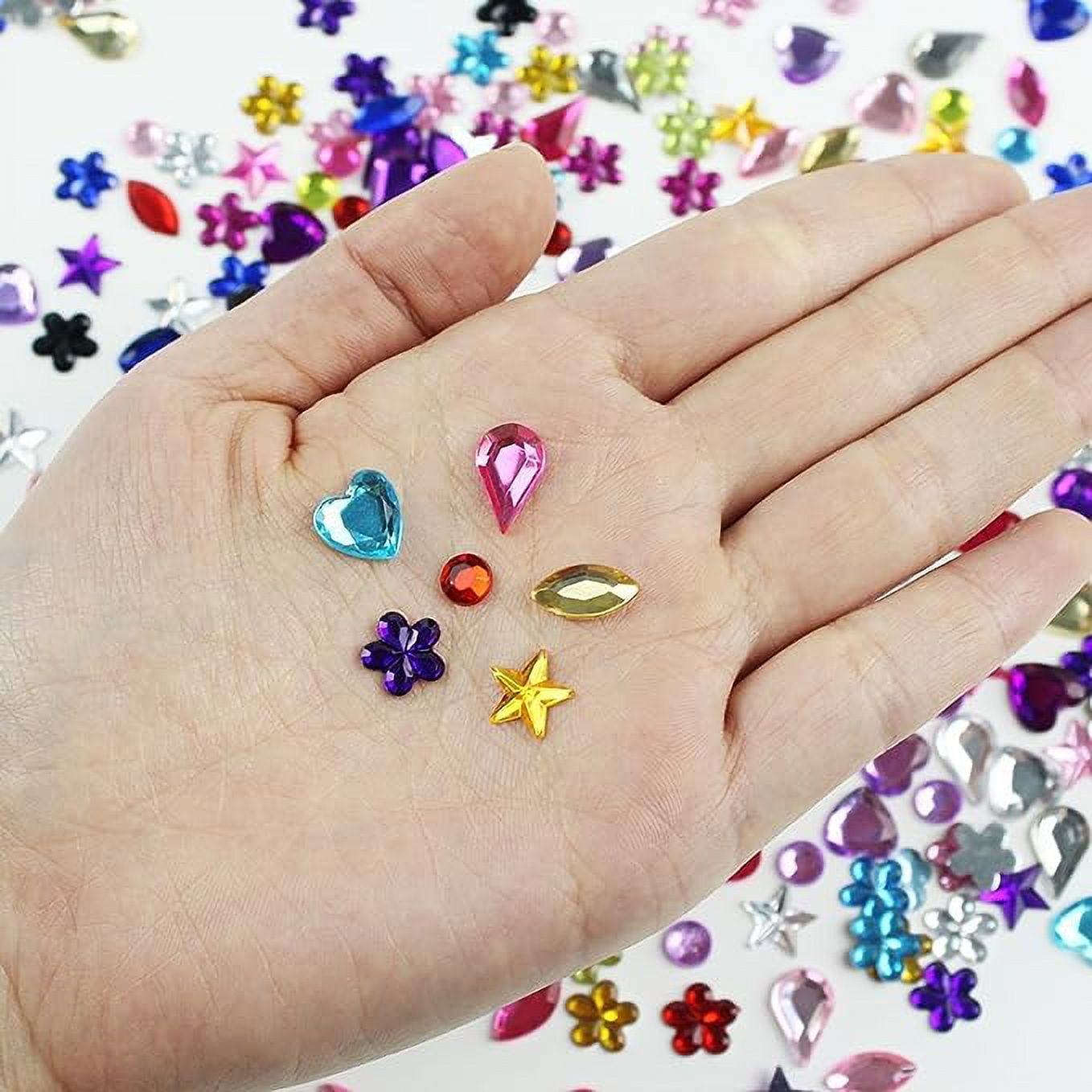 Craft Gemstone Acrylic Flatback Rhinestones Jewels for Crafting Embellishments Gems, 6 Shapes, 6-13mm,600pcs