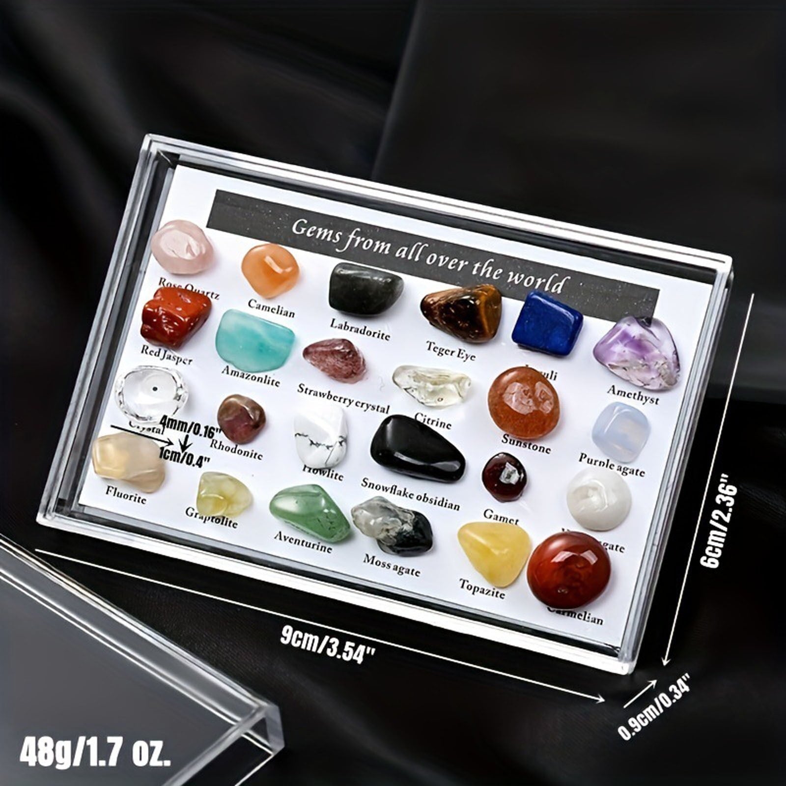 CasaChic 24-Kind Natural Crystal & Agate Specimens, Healing Energy Stones Decor, Semi-Precious Gemstone Collection for Home, Office & Spiritual Wellness