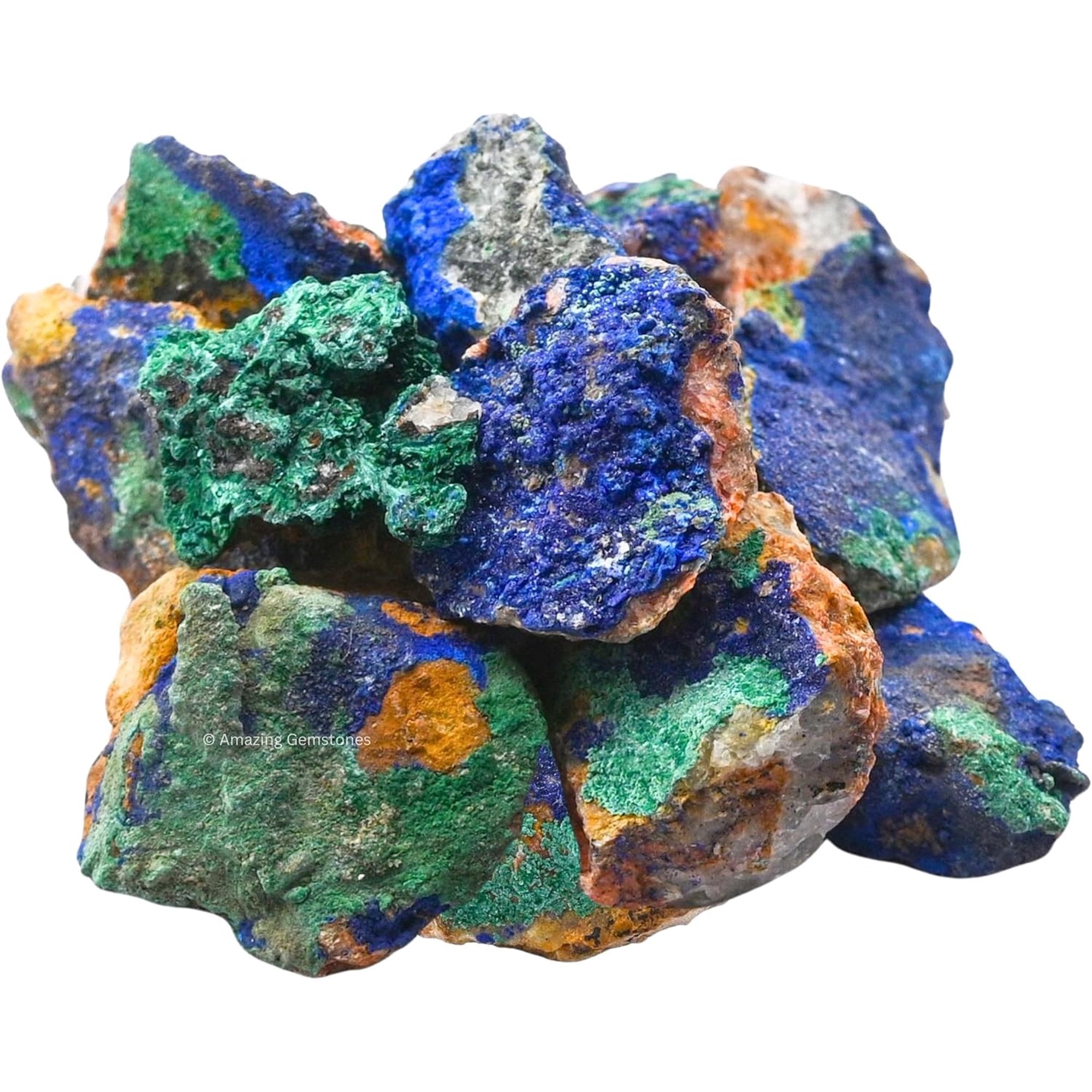 Azurite Crystals and Healing Stones Mineral Specimen - Premium Semi Precious Gem Stones for Spiritual Growth - Healing Geode Cluster for Meditation